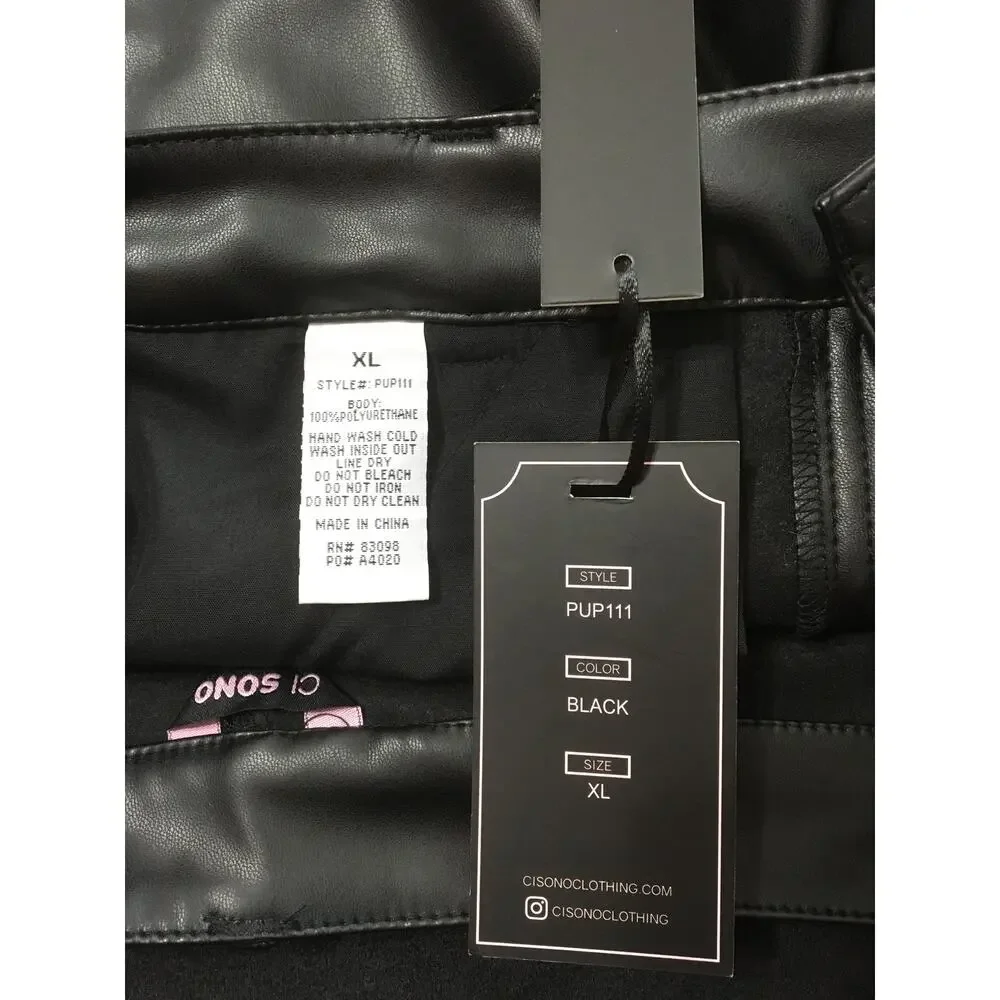 NWT Ci Sono Vegan Leather Collection XL Pants 5 Pocket Zip Pocket Hammer Loop